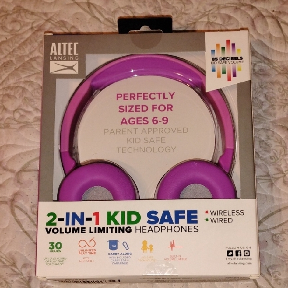 Altec Lansing 2-IN-1 Kid Safe Volume Limiting Headphones, NWT